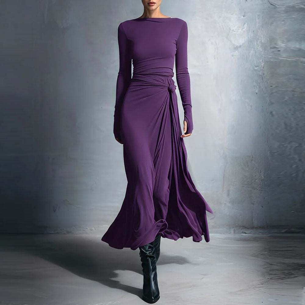 Women's elegant evening dress with long sleeves and wrap design Lisslune