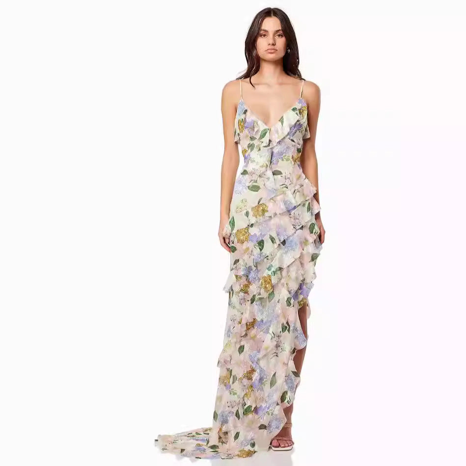 Ladies summer maxi dress with floral prints Lisslune