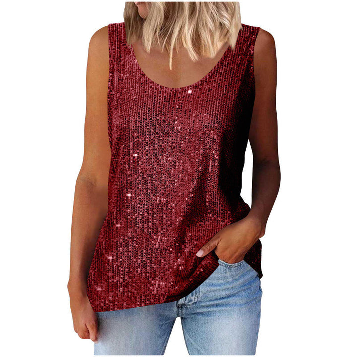 Damen glitzerndes Oberteil mit schimmerndem Stoff und figurfreundlichem Schnitt Lisslune