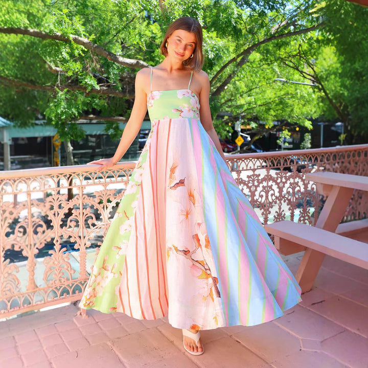 Women's maxi dress with floral design and adjustable straps Lune London