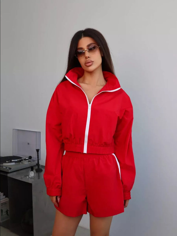 Women's Sporty Short Jacket and Shorts Set Lisslune