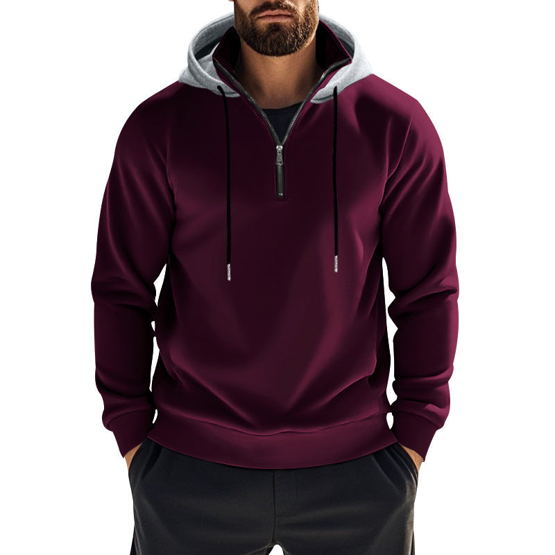 Men's sporty hoodie with zipper and contrasting sleeves Lisslune