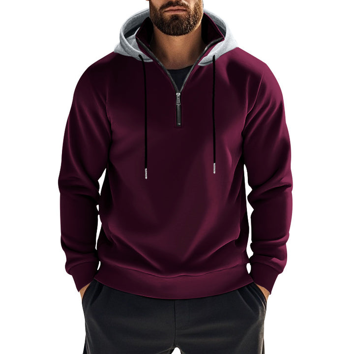 Men's sporty hoodie with zipper and contrasting sleeves Lisslune