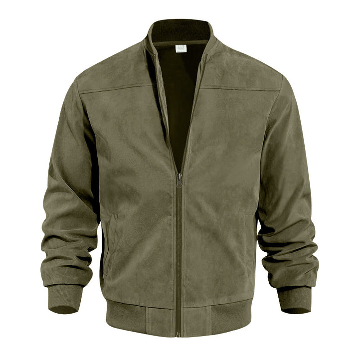 Men's stylish bomber jacket made of high-quality synthetic leather and elastic cuffs Lisslune