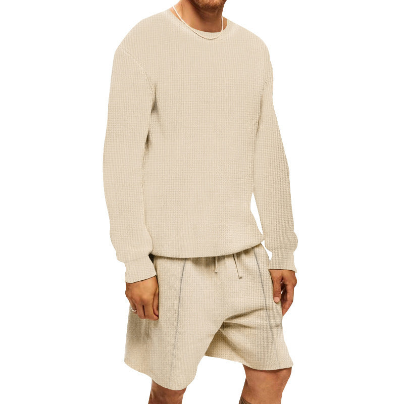 Men's casual leisure set with textured top and comfortable shorts Lisslune