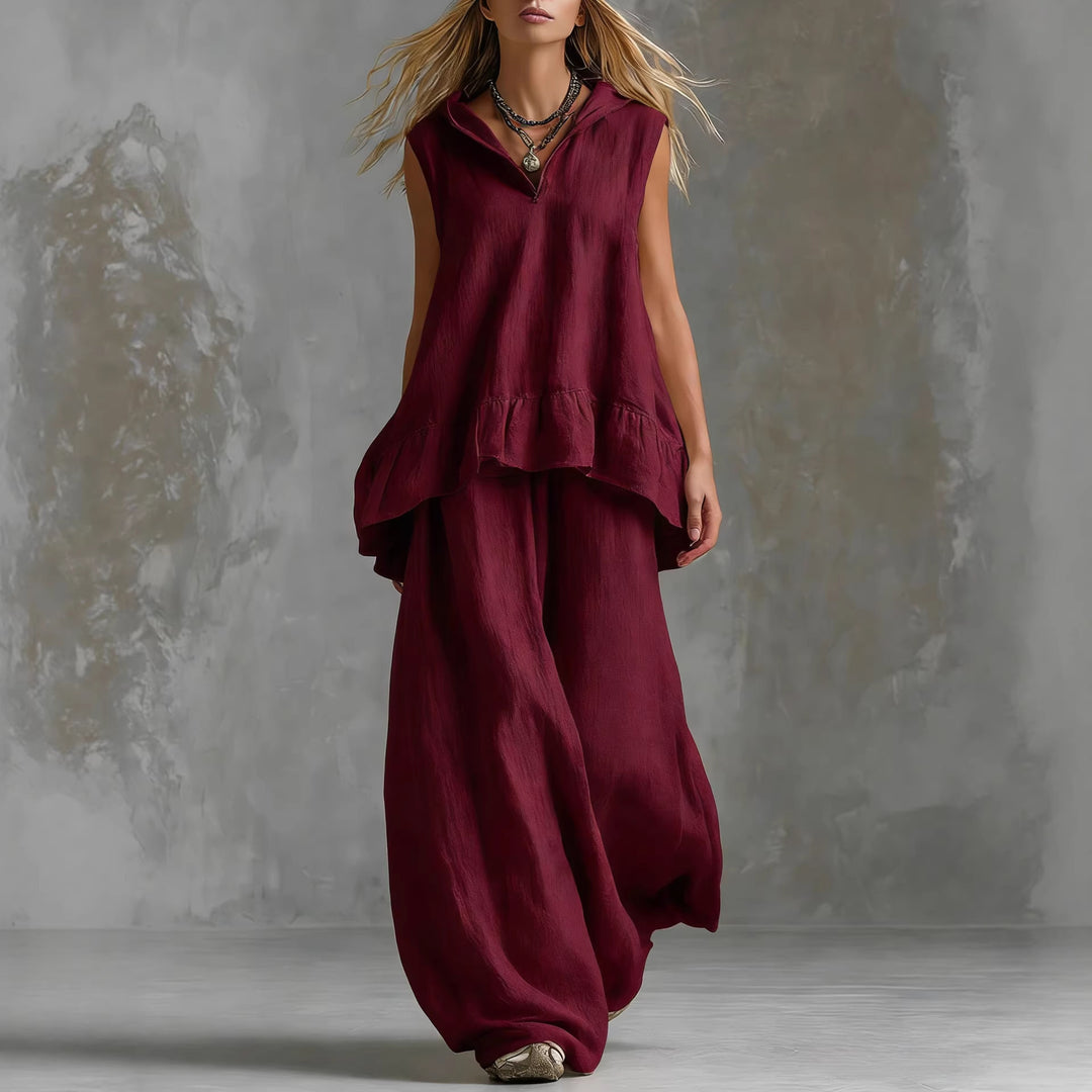 Women's Casual Long Sleeve Blouse with Ruffles and Hood Lisslune