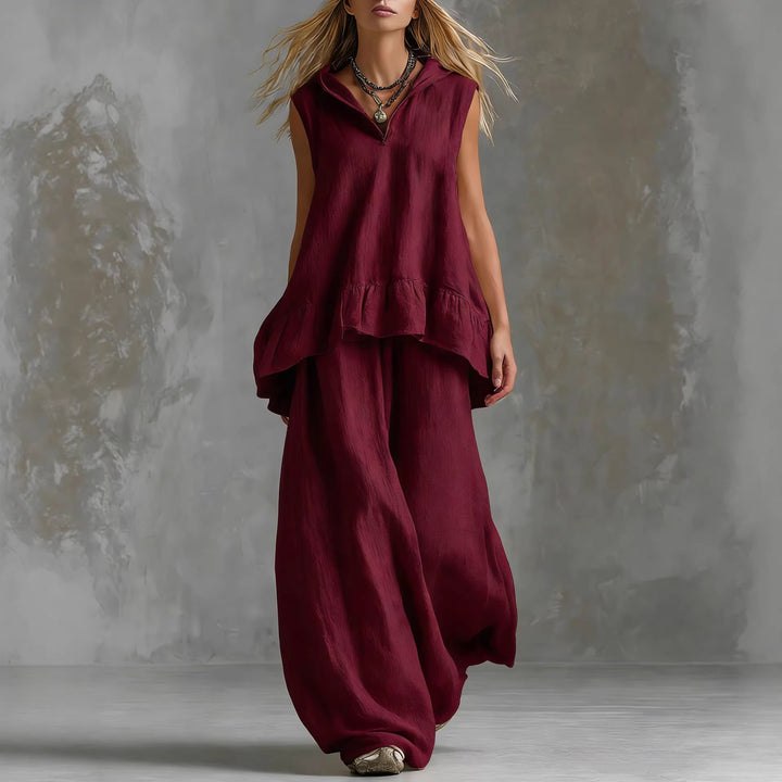 Women's Casual Long Sleeve Blouse with Ruffles and Hood Lisslune
