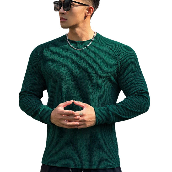 Men's Long Sleeve Workout Shirt with Textured Design and Breathable Fabric Lisslune