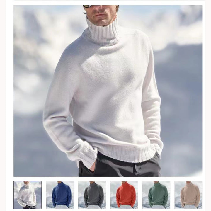 Men's turtleneck sweater made of high-quality wool with textured details Lisslune