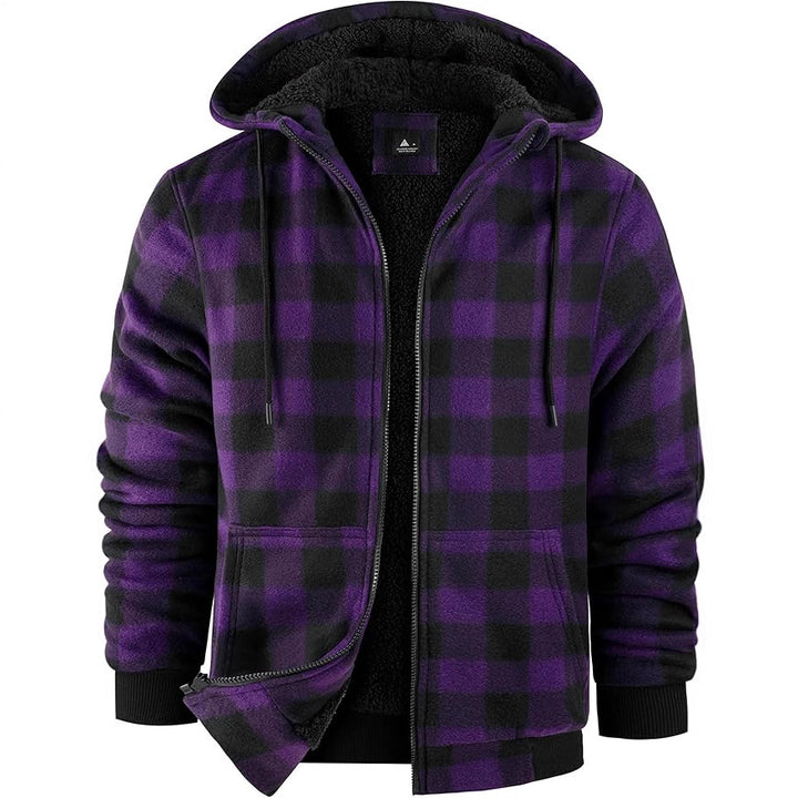 Men's fleece jacket with modern check pattern and cozy inner lining Lisslune