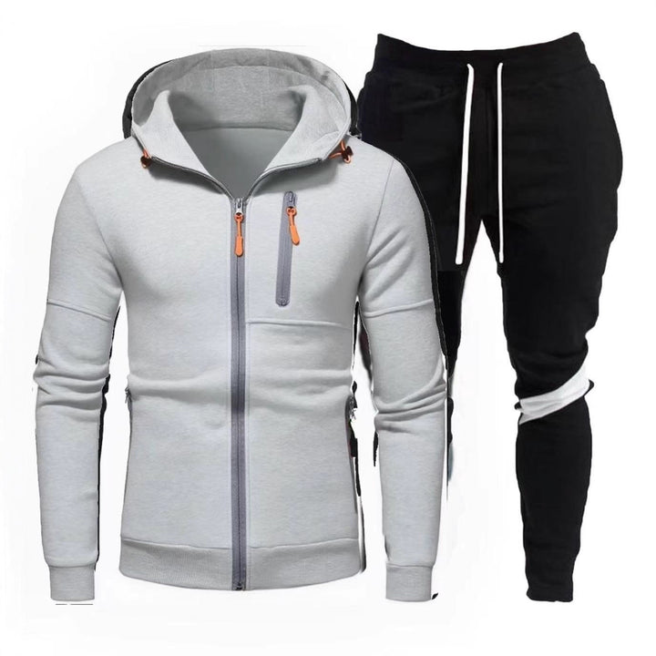 Men's sporty hooded jacket with practical zipper and jogger pants Lisslune