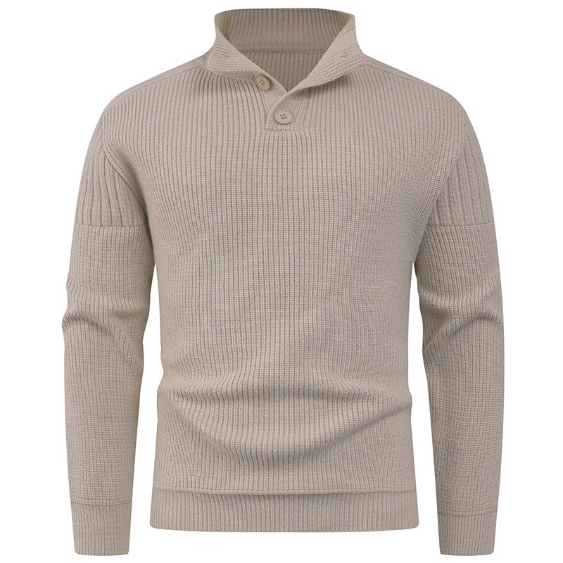 Men's knitted sweater with high collar and button details Lisslune