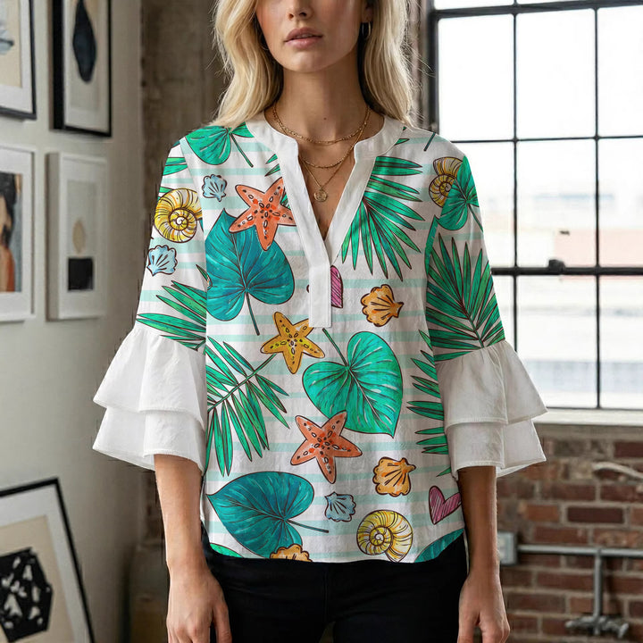 Women's blouse with voluminous ruffled sleeves and modern design Lisslune