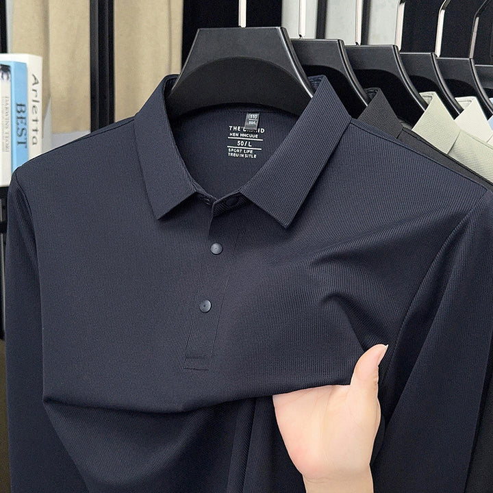 Men's Long Sleeve Polo Shirt with Breathable Structure Lisslune