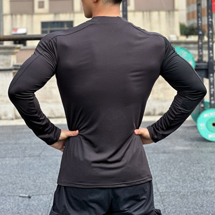 Men's functional long sleeve shirt with high collar and innovative zipper Lisslune
