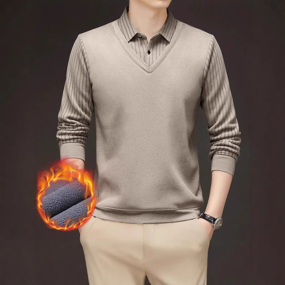 Men's V-Neck Sweater with Textured Design Lisslune