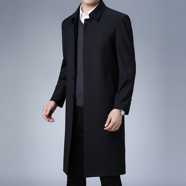 Men's Elegant Long Coat with Timeless Design and Practical Pockets Lisslune