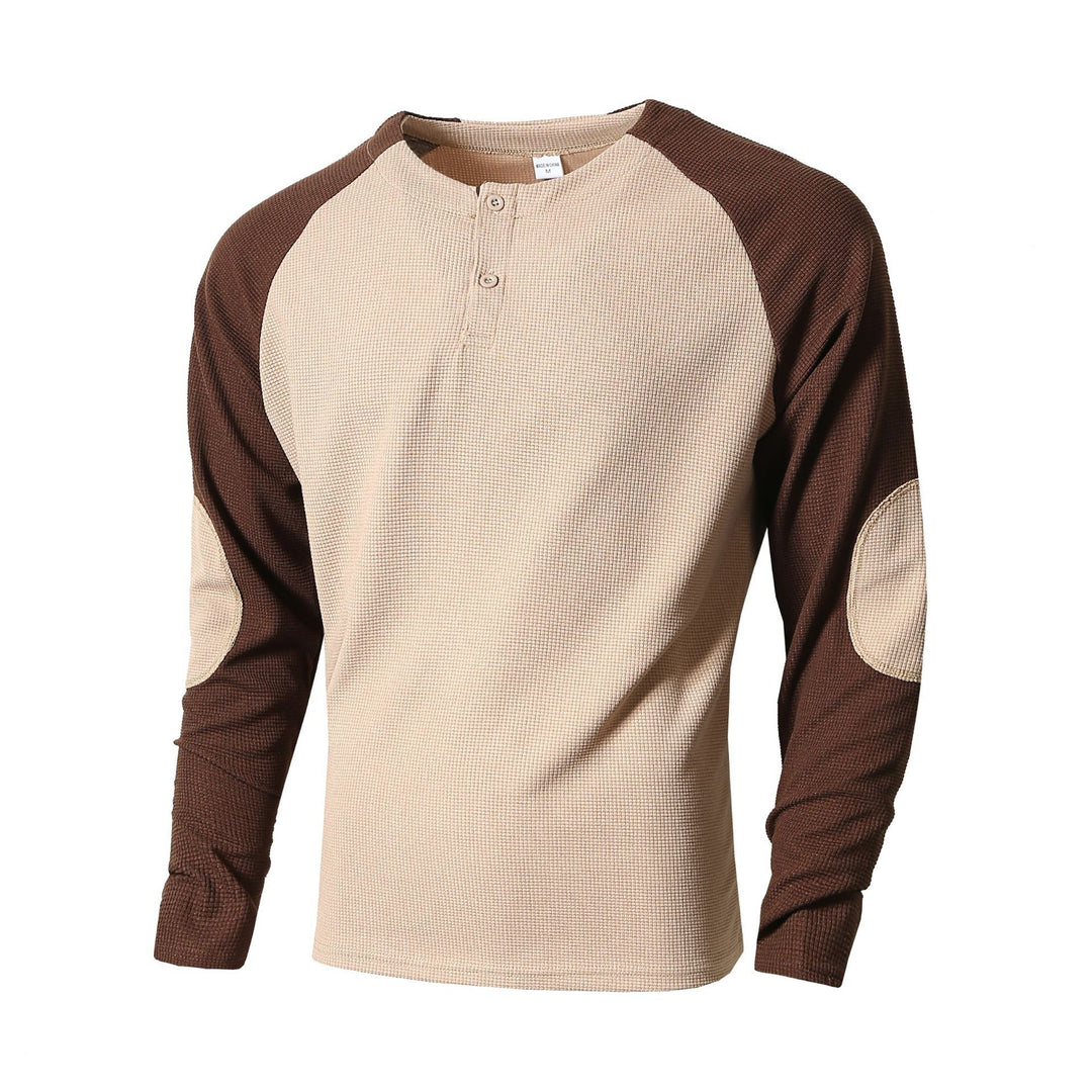 Men's long sleeve shirt with gathered shoulders and stylish contrast design Lisslune