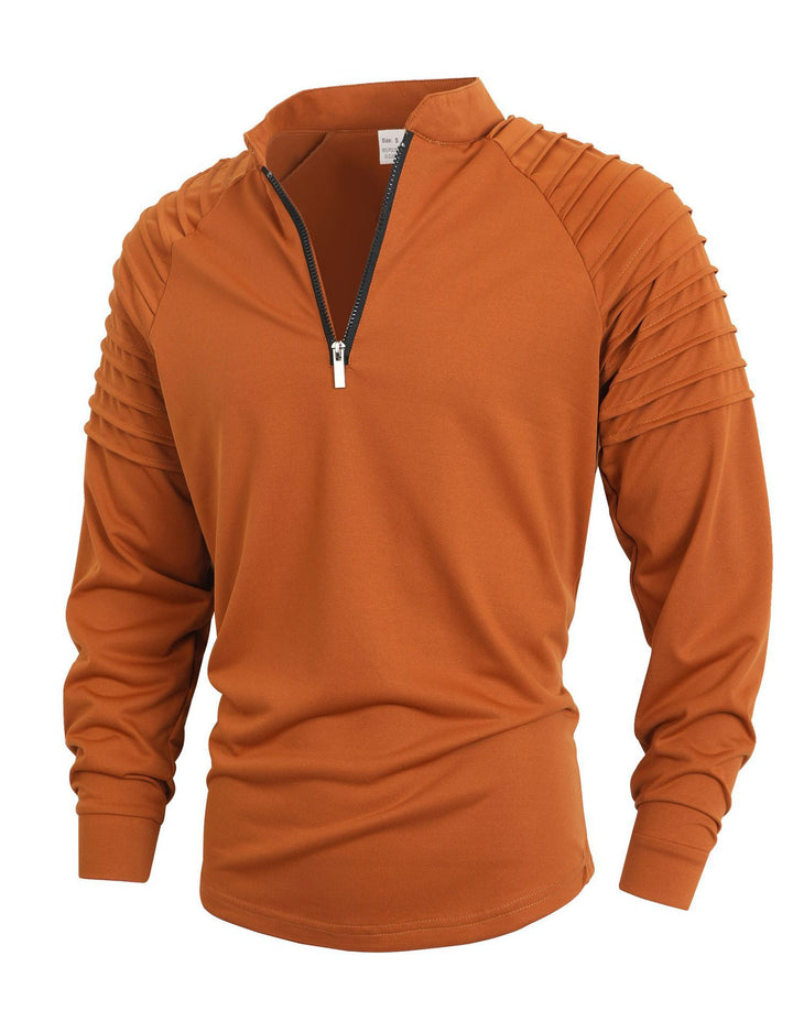 Men's modern long-sleeved sports shirt with zipper and textured design Lisslune