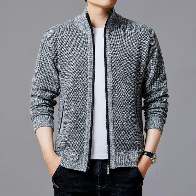 Men's cardigan with modern zipper and high collar Lisslune