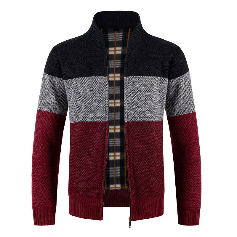 Men's cardigan with modern zipper and textured pattern Lisslune