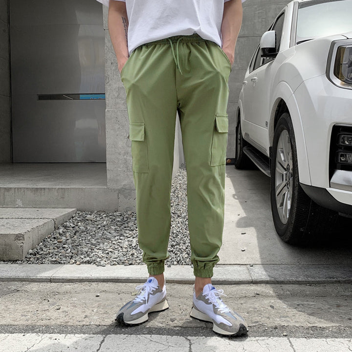 Men's cargo pants with elastic waistband and practical side pockets Lisslune