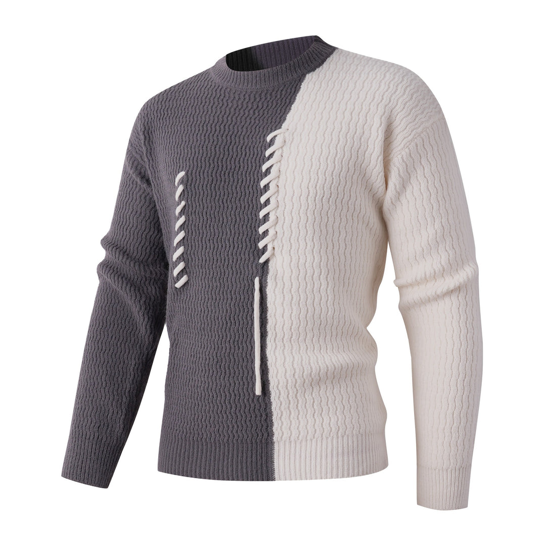Men's knitted sweater with modern cable pattern and contrasting details Lisslune