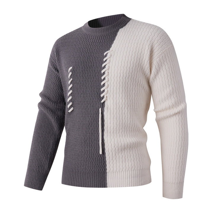 Men's knitted sweater with modern cable pattern and contrasting details Lisslune