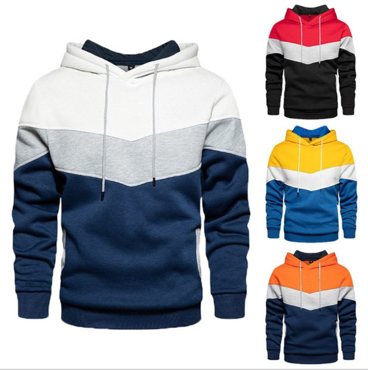 Men's Sport Hoodie with Geometric Color Design Lisslune