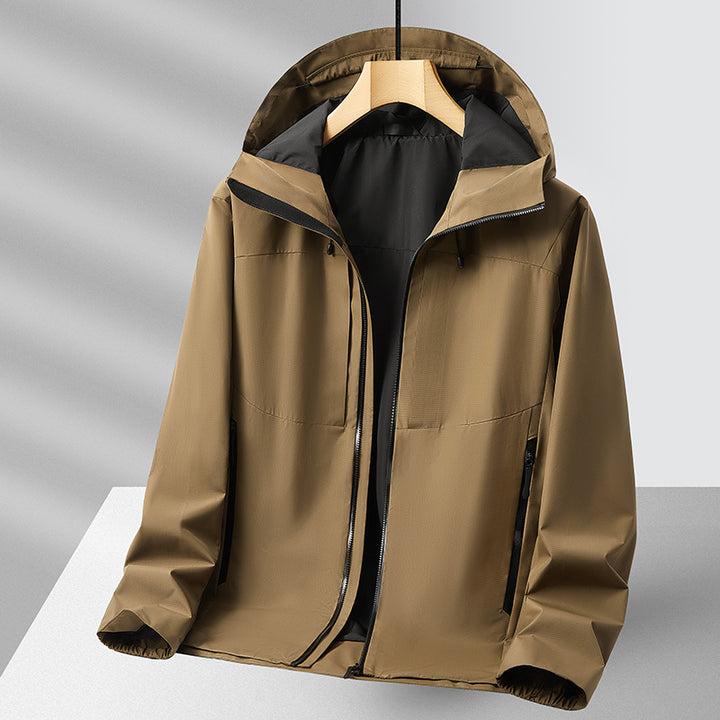 Men's Waterproof Outdoor Jacket with Adjustable Hood Collar and Breathable Features Lisslune