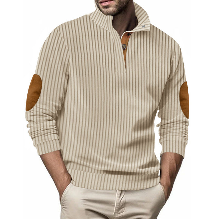 Men's quilted pullover with textured design and contrast patches Lisslune