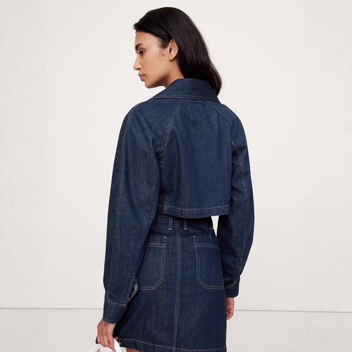 Women's Denim Crop Jacket and Mini Skirt Set Lisslune