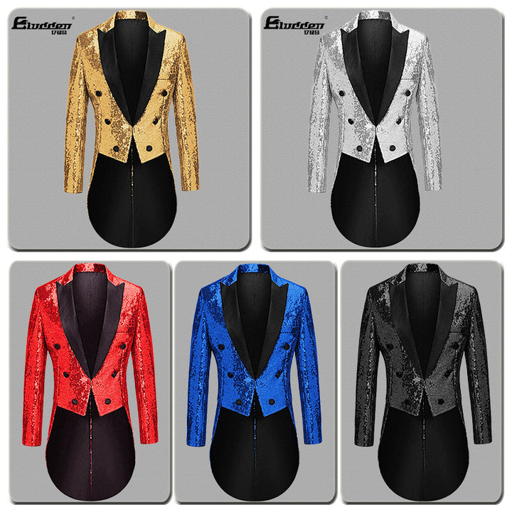 Men's sequin blazer with double button placket and elegant lapels Lisslune