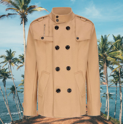 Men's elegant double-breasted coat with modern accents Lisslune