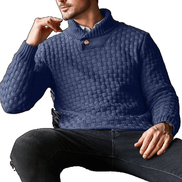 Men's knitted sweater with textured pattern and modern stand-up collar Lisslune