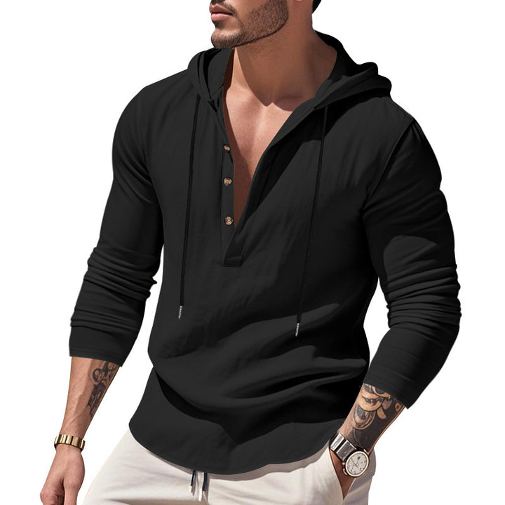 Men's stylish hooded shirt with button placket and casual fit Lisslune