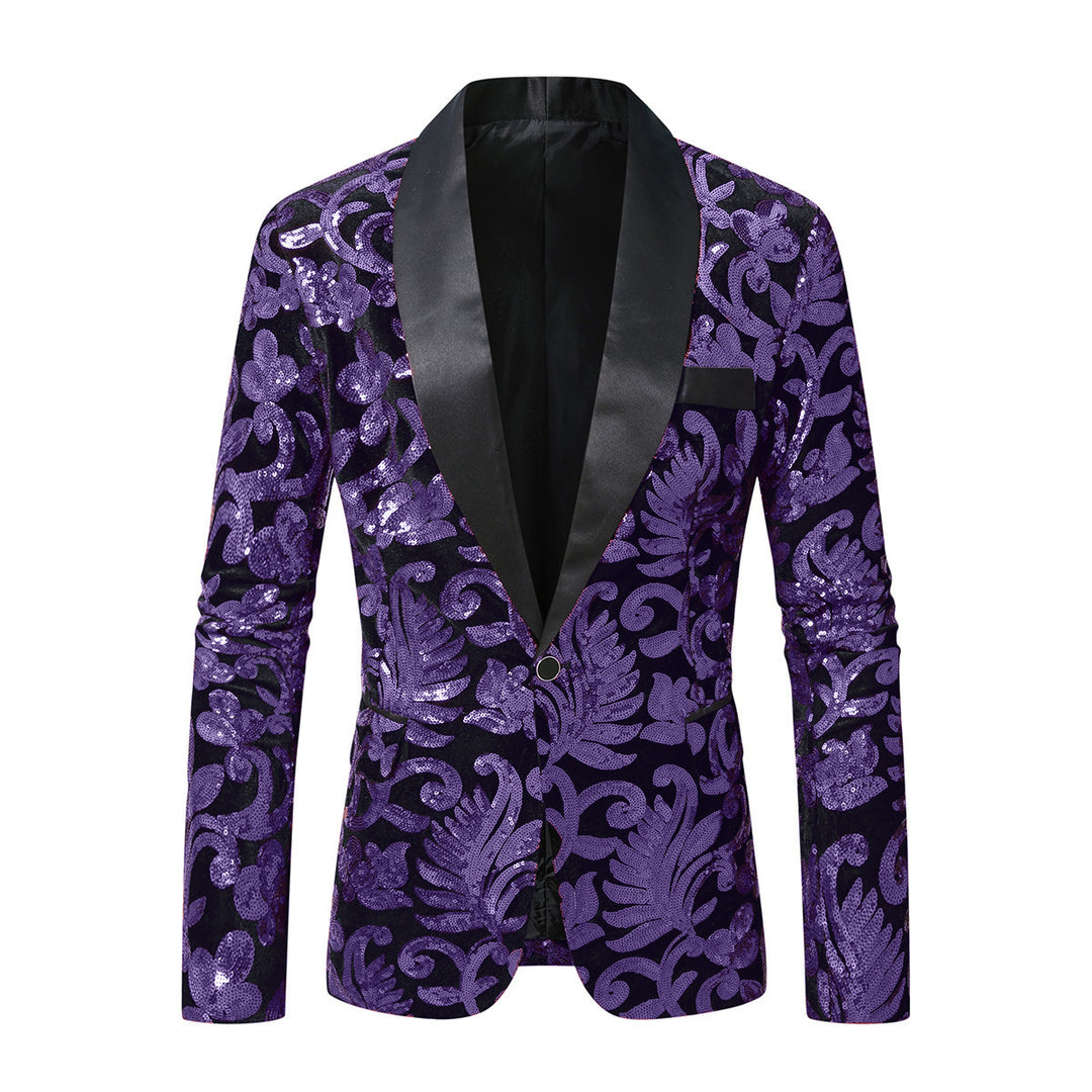 Men's glittering suit blazer with floral sequin patterns Lisslune