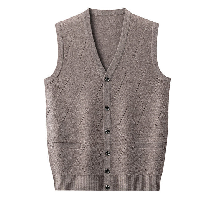 Men's knit vest with V-neck and classic diamond pattern Lisslune