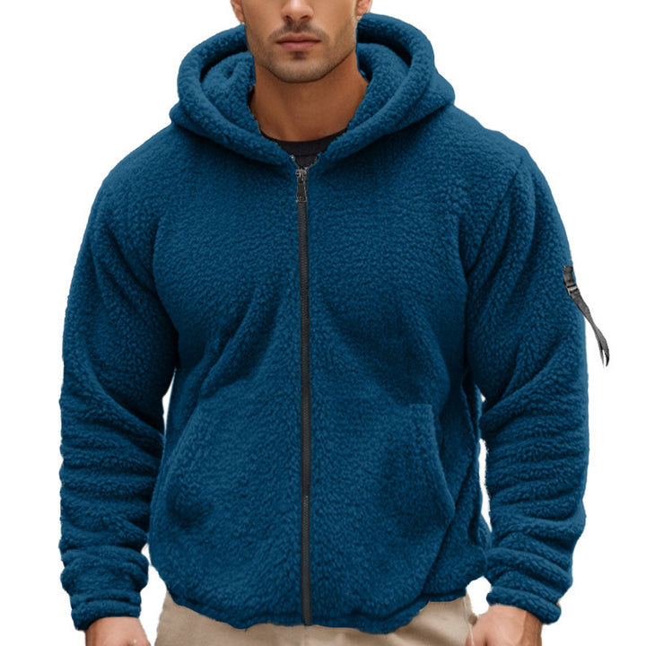 Men's fleece hooded sweatshirt with ergonomic cut and practical zip pockets Lisslune
