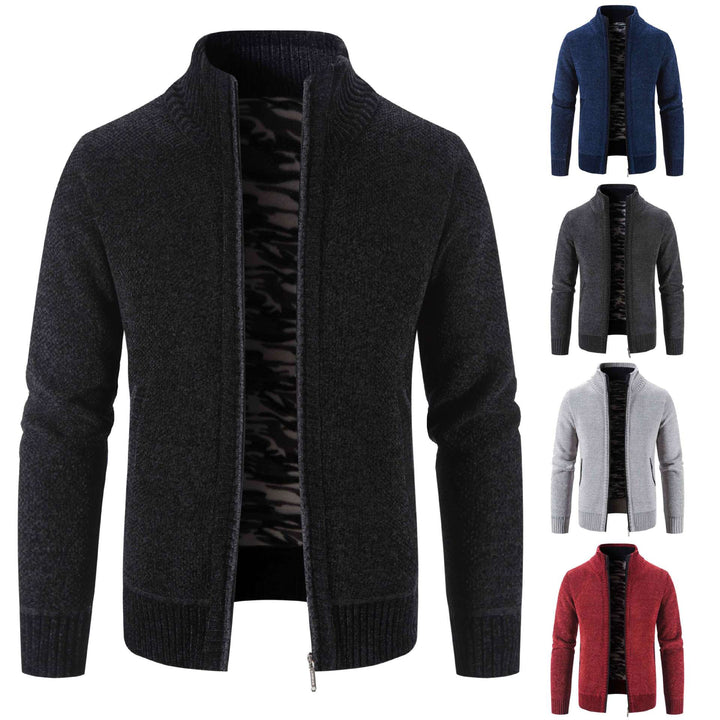 Men's cardigan with high collar and practical zip pockets Lisslune