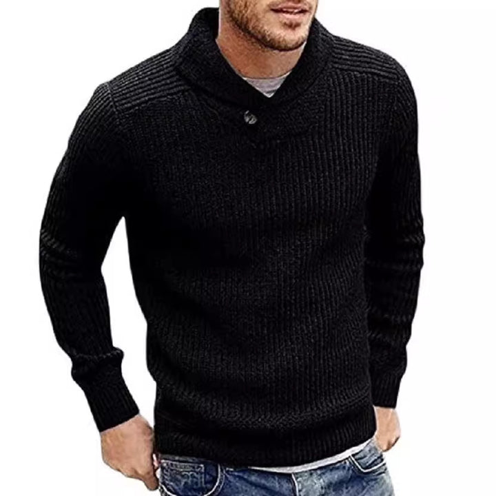 Men's chunky knit turtleneck sweater with button details Lisslune