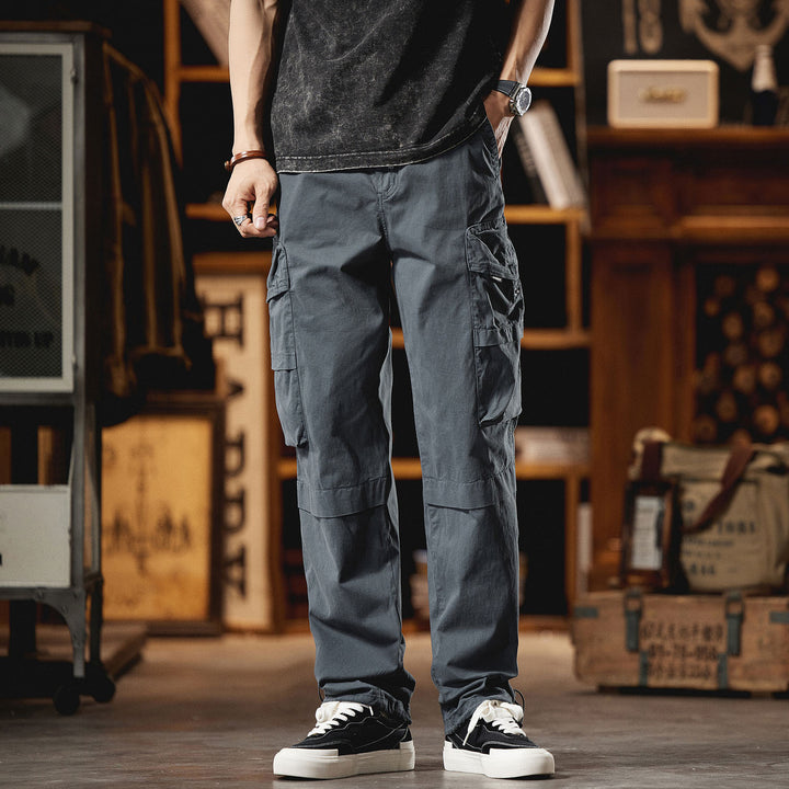 Men's cargo pants with numerous utility pockets and elastic waistband Lisslune