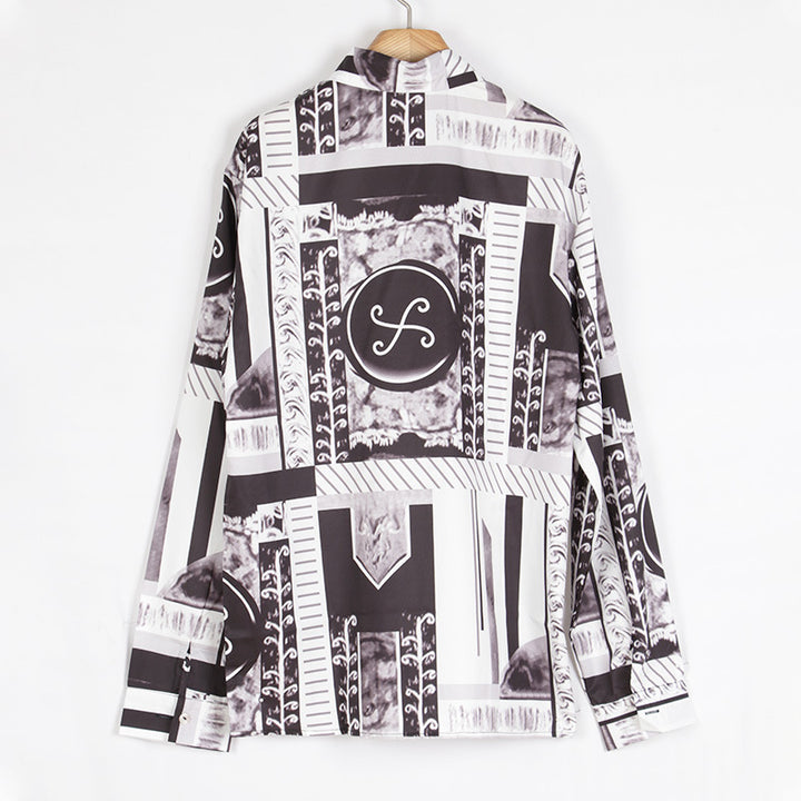 Men's long sleeve shirt with creative baroque pattern Lisslune