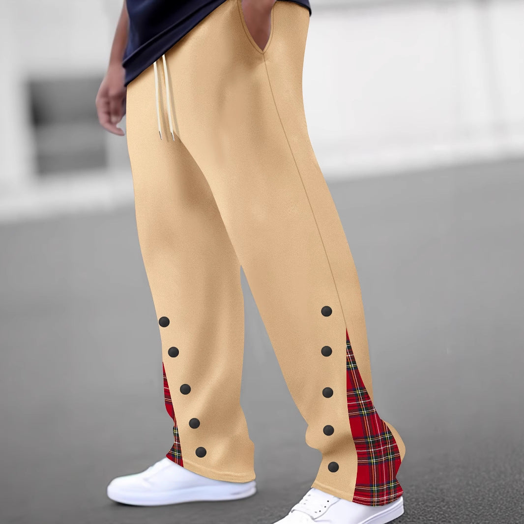 Men's Sporty Jogging Pants with Contrasting Snap Buttons and Breathable Fabric Lisslune