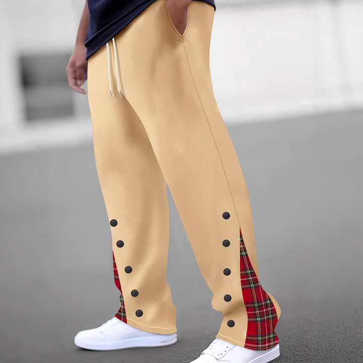 Men's Sporty Jogging Pants with Contrasting Snap Buttons and Breathable Fabric Lisslune
