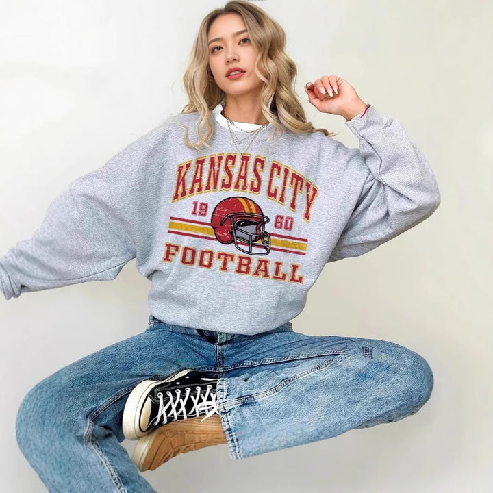 Women Oversized Sweatshirt with nostalgic football motif Lisslune