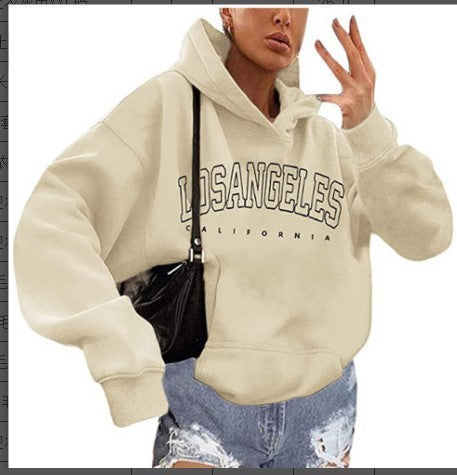Women's hoodie with modern Los Angeles print and loose fit Lisslune
