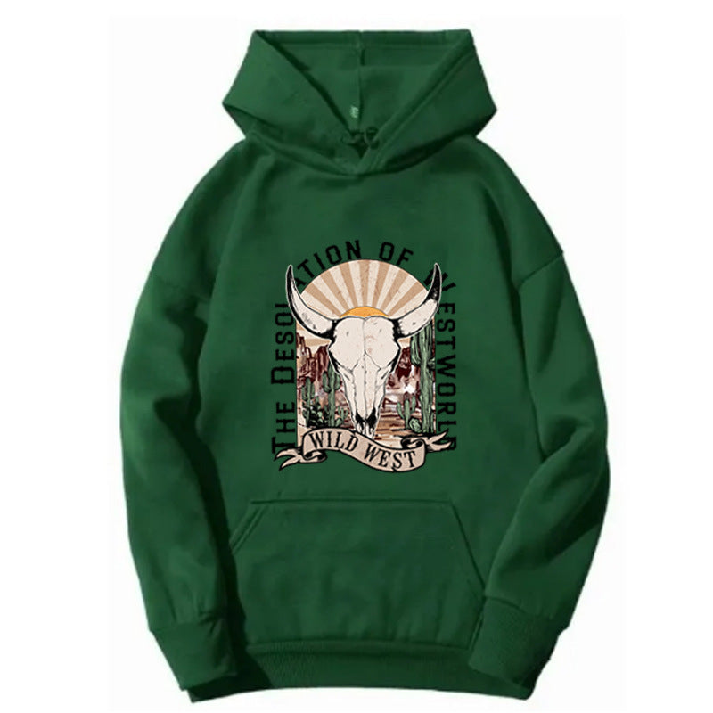 Ladies hoodie with nostalgic Wild West design Lisslune