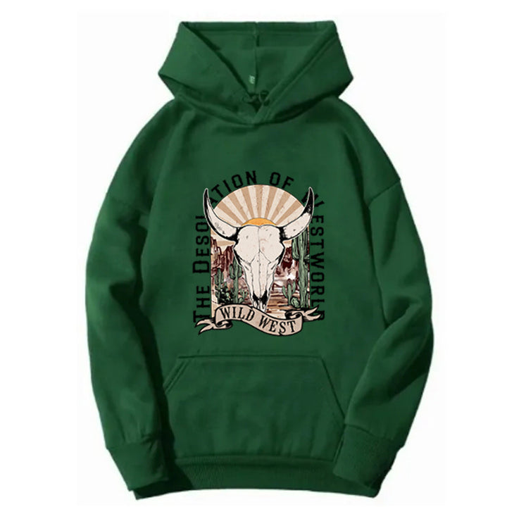 Ladies hoodie with nostalgic Wild West design Lisslune