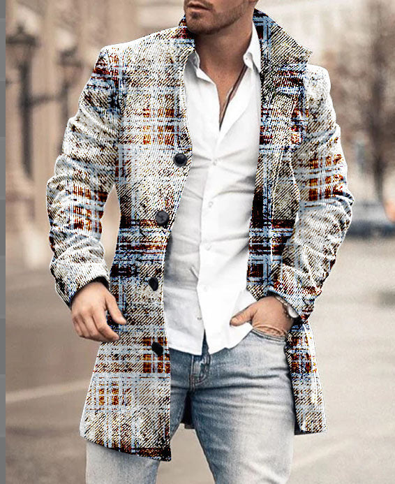 Men's wool coat in modern check design with tailored fit Lisslune
